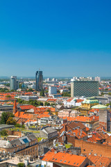 Fototapeta na wymiar Zagreb down town skyline and modern business towers panoramic view, Croatia capital 