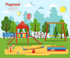 Children's playground vector illustration. - 164099115