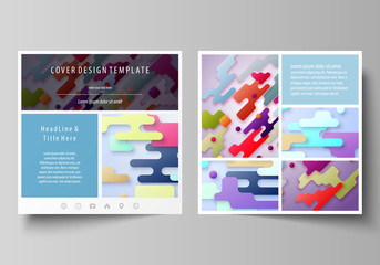Business templates for square design brochure, magazine, flyer. Leaflet cover, abstract vector layout. Colorful minimalist backdrop with geometric shapes forming beautiful minimalistic background.