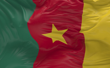  Flag of the Cameroon waving in the wind 3d render