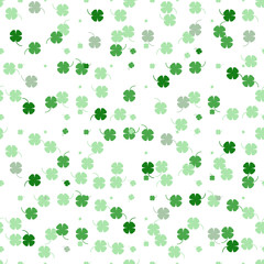 Vector seamless pattern with green flowers on white.