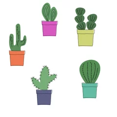 Selbstklebende Fototapete Kaktus im Topf Kakteen-Set