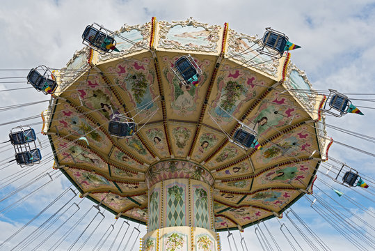 A colorful carousel in the amusement park