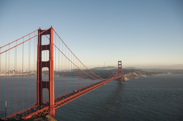 View of the golden gate bridge at sunset