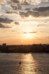 Sunset over the Hudson river, New York