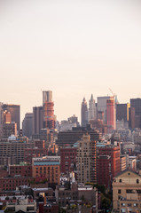 Fototapeta na wymiar Red Manhattan skyline at sunset, New York