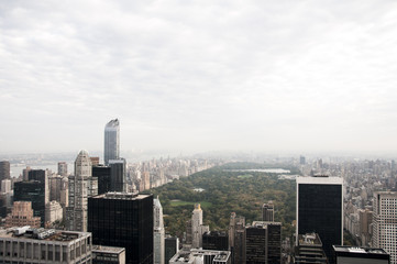 Cloudy centreal park and Manhattan skyline, New York