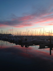 sunset on the port