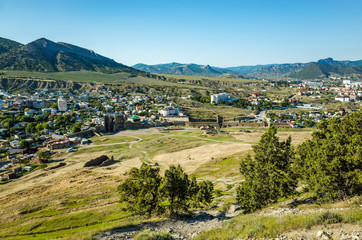 Fototapeta na wymiar View on Sudak from the mountain, Crimea