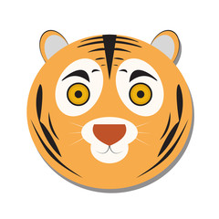 Isolated cute tiger face on a white background, Vector illustration