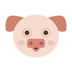 Isolated cute pig face on a white background, Vector illustration