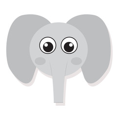 Isolated cute elephant face on a white background, Vector illustration