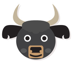 Isolated cute buffalo face on a white background, Vector illustration