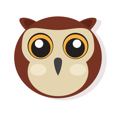 Isolated cute owl face on a white background, Vector illustration