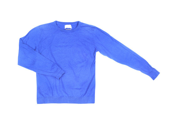 Blank Blue Sweater Isolated On A White Background