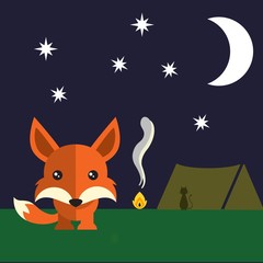 Little fox in the night illustration