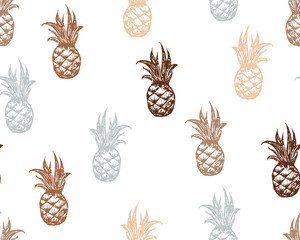 Pineapple seamless pattern. Vector illustration. - 164107727
