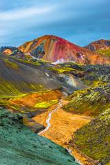 Panele Szklane Podświetlane  Piękne kolorowe góry wulkaniczne Landmannalaugar na Islandii