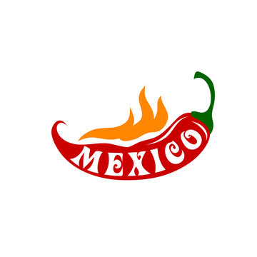 Chili peppper hot fire for Mexico vector icon