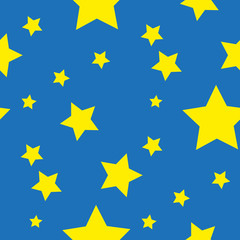 Seamless pattern from yellow stars on blue