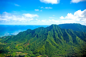 Fototapeta na wymiar Aerial view of Oahu island in Hawaii