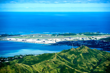 Aerial view of Oahu island in Hawaii