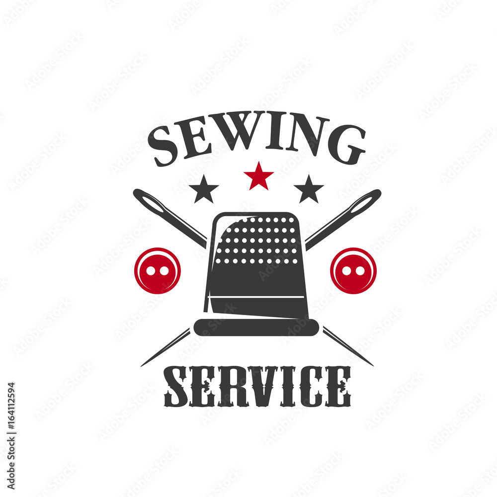 Wall mural Sewing thimble vector icon for tailor dressmaker