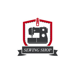 Sewing machine vector icon for tailor dressmaker