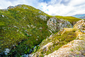 Franschhoek Pass in the Middagskransberg between the Franschhoek Valley and the Wemmershoek Mountains in the Western Cape province of South Africa