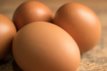eggs on wood background.