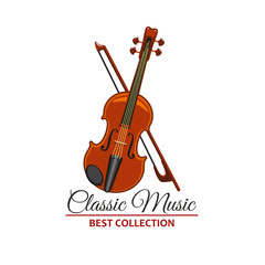 Classic orchestra concert violin vector icon