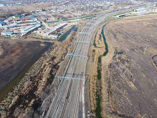 Top view of the railway and the surrounding area.