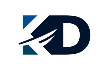 KD Negative Space Square Swoosh Letter Logo