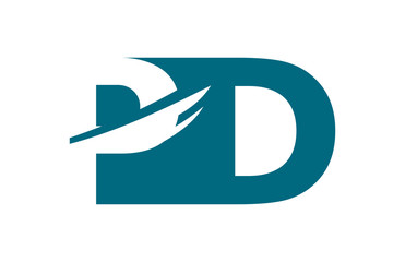 PD Negative Space Square Swoosh Letter Logo