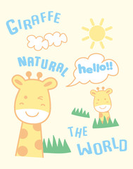 Obraz na płótnie Canvas Giraffe baby T-shirt vector for print design