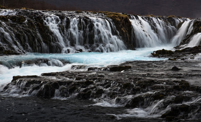 Fototapeta na wymiar The Mystery Of The Blue Waterfall ,Bruarfoss