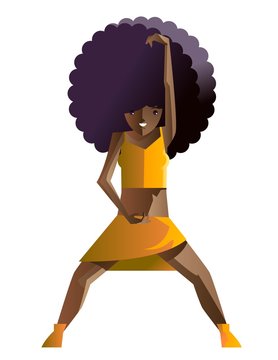 African Afro Girl Dance Stance