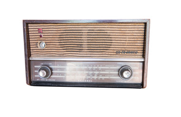 Antique brown radio isolated on white background with clipping path