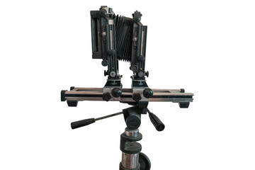 Naklejka premium Big old camera isolated on white background with clipping path