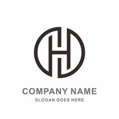 Monogram Letter H Geometric Infinity Circle  Architecture Interior Construction Business Company Stock Vector Logo Design Template