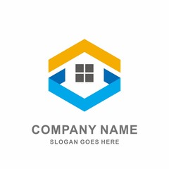 Simple Building House Shape Architecture Interior Construction Real Estate Business Company Stock Vector Logo Design Template 