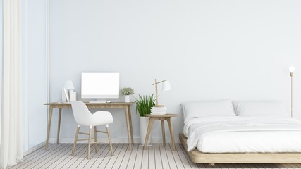 3D interior minimal rendering living space and wall decoration empty room in hotel