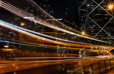 Fototapeta na wymiar Hong Kong city view at night with circle light background