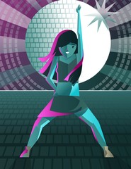girl dancing twerking in disco near a mirrorball