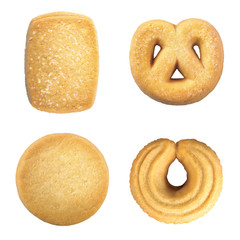 Butter cookies isolated on white background