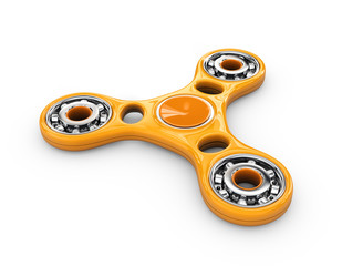 3d Illustration of Yellow Hand fidget spinner toy.