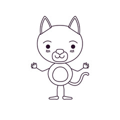 sketch silhouette caricature of cute cat tranquility expression vector illustration