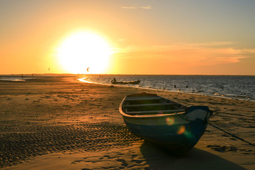 Sunset artifact over boat