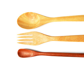 Wooden spoon on White background