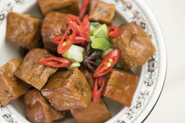 Traditional Asian cuisine-dried tofu(simmered bean curd)